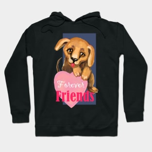 Cute dog. Baby pets. Puppy friendship love. Hoodie